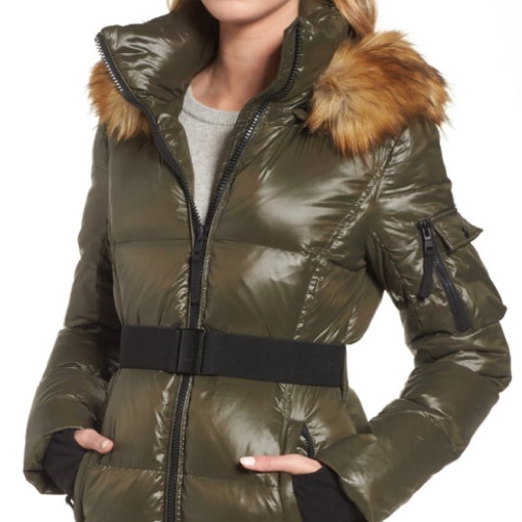 S13 Dark hooded  Green Puffer Jacket - Picture 8 of 8